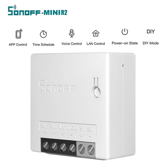 DIY Smart Home Switch Module - SONOFF-MINI R2, 10A Max Load, AC100-240V, 2.4GHz Wi-Fi, Voice & App Control via eWeLink, Compact PC V0 Construction, Compatible with Various Switch Boxes, Single Unit