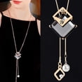 thumbnail image 4 of Hyasfey Women Necklace Shining Rhinestones Inlay Tulip/Rose Flower Swan/Bow Tassel Charms Dress-Up Multiple Styles Long Sweater Chain Party Dress Necklace Jewelry Gift, 4 of 8