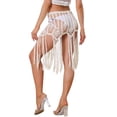 thumbnail image 3 of Bañador sexy de verano de ganchillo para mujer INSPIRE CHIC con falda de cobertura con flecos XS Blanca, 3 of 5