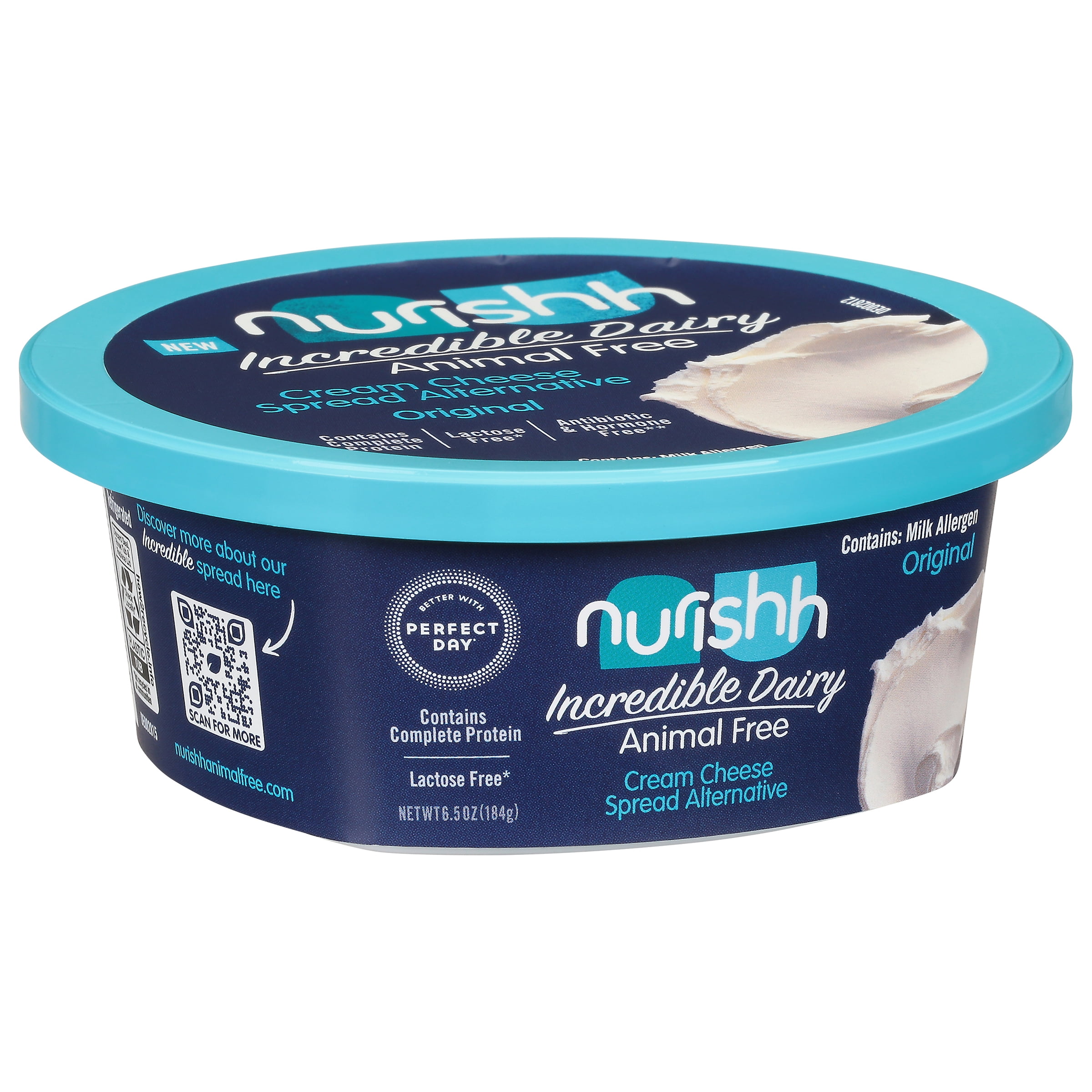 Nurishh Lactose Free Cream Cheese Alternative Spreadable Original, 6.5 oz. Tub, Refrigerated