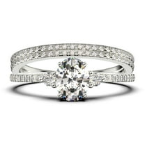 Minimalist 2.25 Carat Oval Cut Simplistic Diamond Moissanite Engagement Ring, Classic Wedding Ring in 925 Sterling Silver With 18k White Gold Plating, Promise Ring, Trio Set