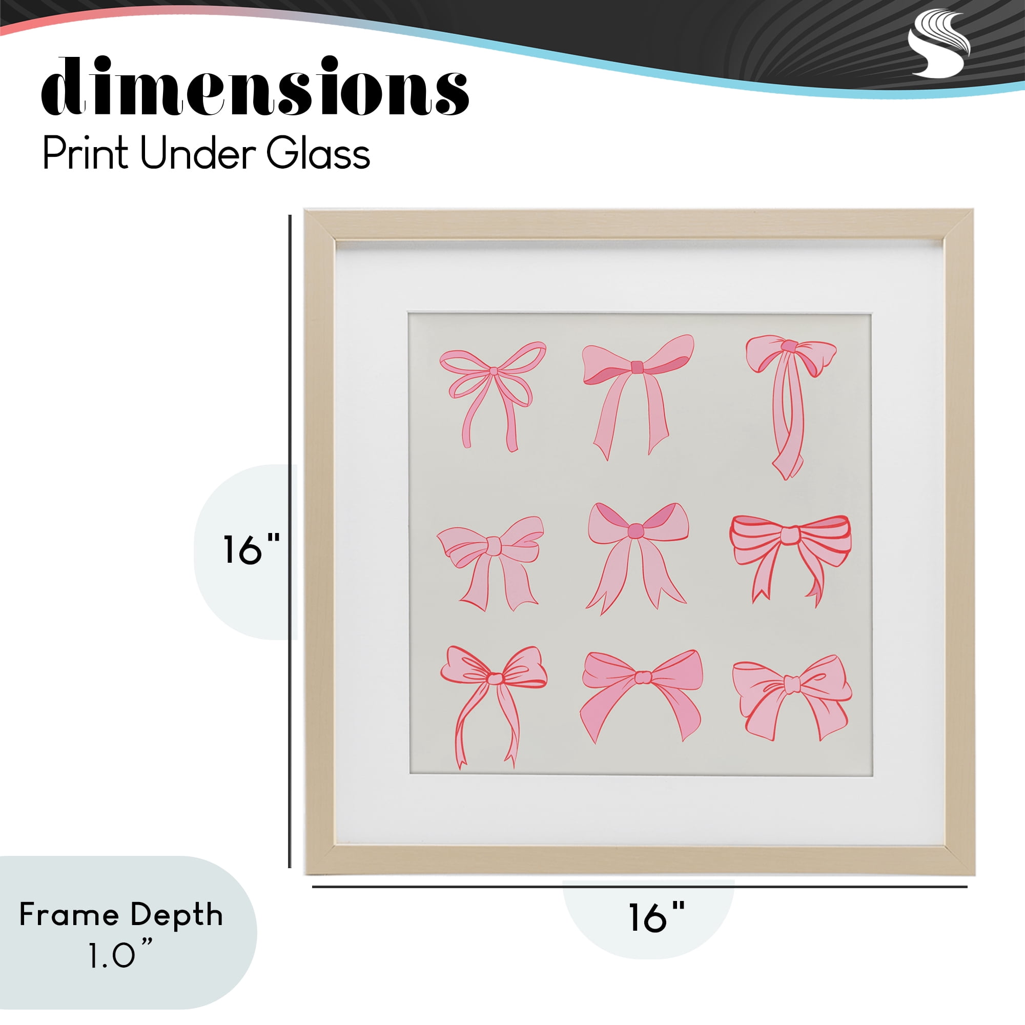 Stupell Industries Pink Coquette Ribbons Birch Framed Print Under Glass, design by Emily Navas