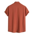 thumbnail image 3 of Men's spring and summer casual solid color short-sleeved shirt loose lapel shirt Light Brown 2X, 3 of 3