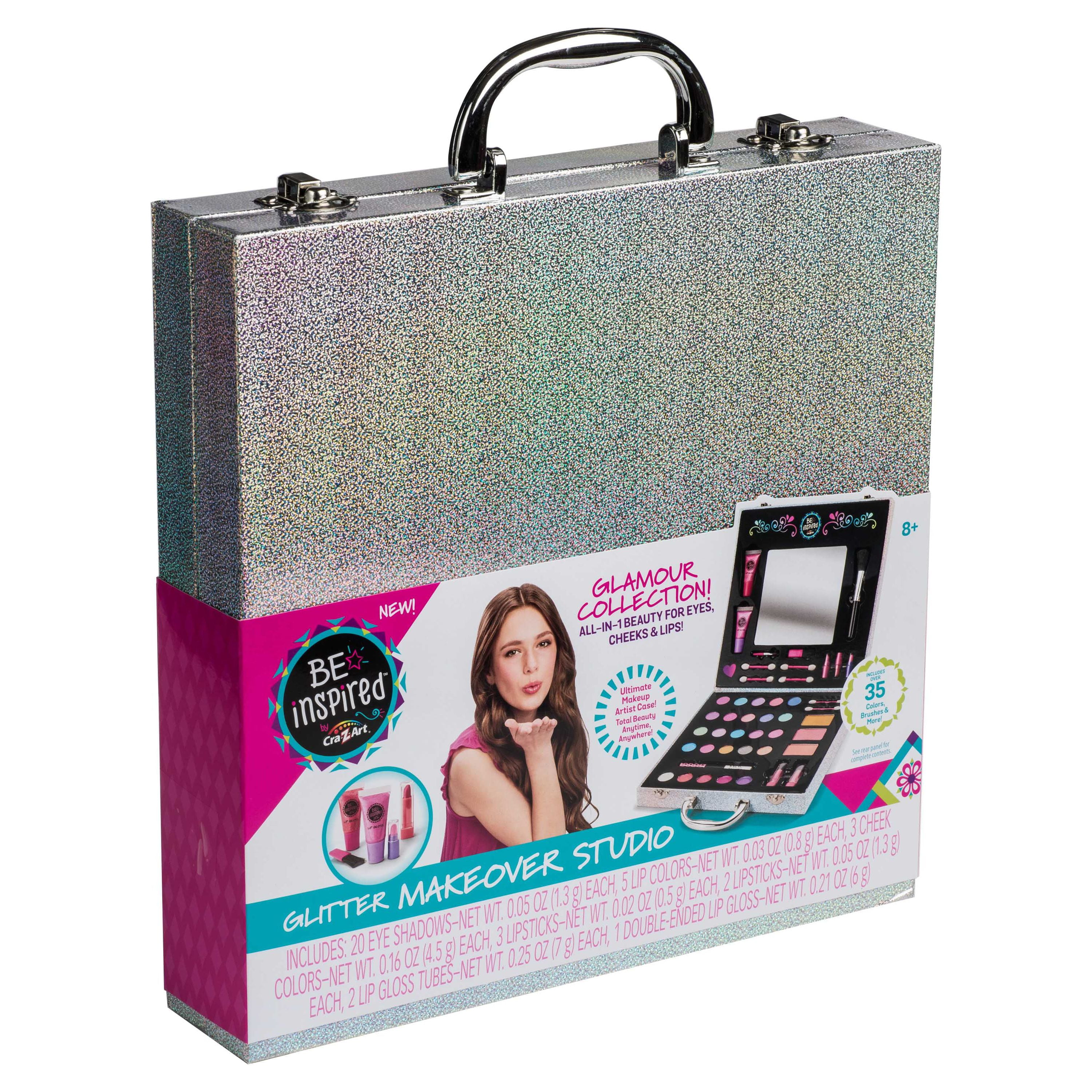 Cra-Z-Art Glitter Makeover Studio with Case Makeup Set for Tweens