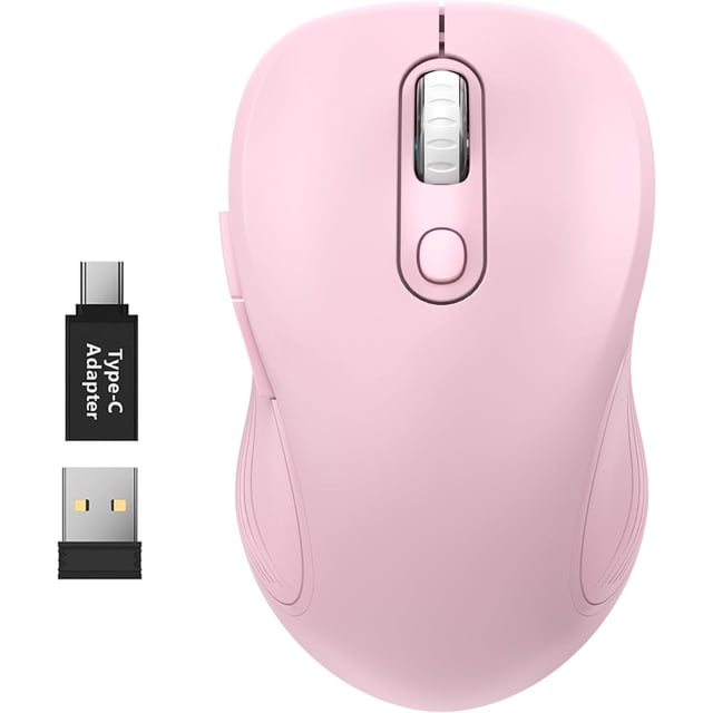 WisFox 2.4G Wireless for Laptop, Ergonomic Computer with USB Receiver and 3 Adjustable Levels, 6 Button Wireless Mice for Windows PC Notebook (Grey)