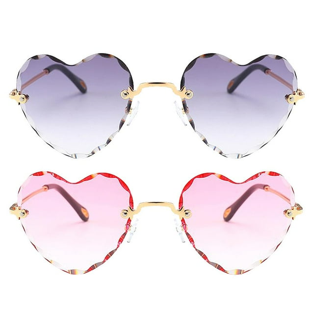 Gafas de sol sin montura Sunnimix para mujer en Forma de corazón UV400 color Gris rosa