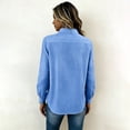 thumbnail image 5 of Women's Long Sleeve Button Down Shirt, Casual Slim Stripe Blouse, Fashion Work Tops with Trim Detail for Business Casual and Daily Wear Blue L, 5 of 8