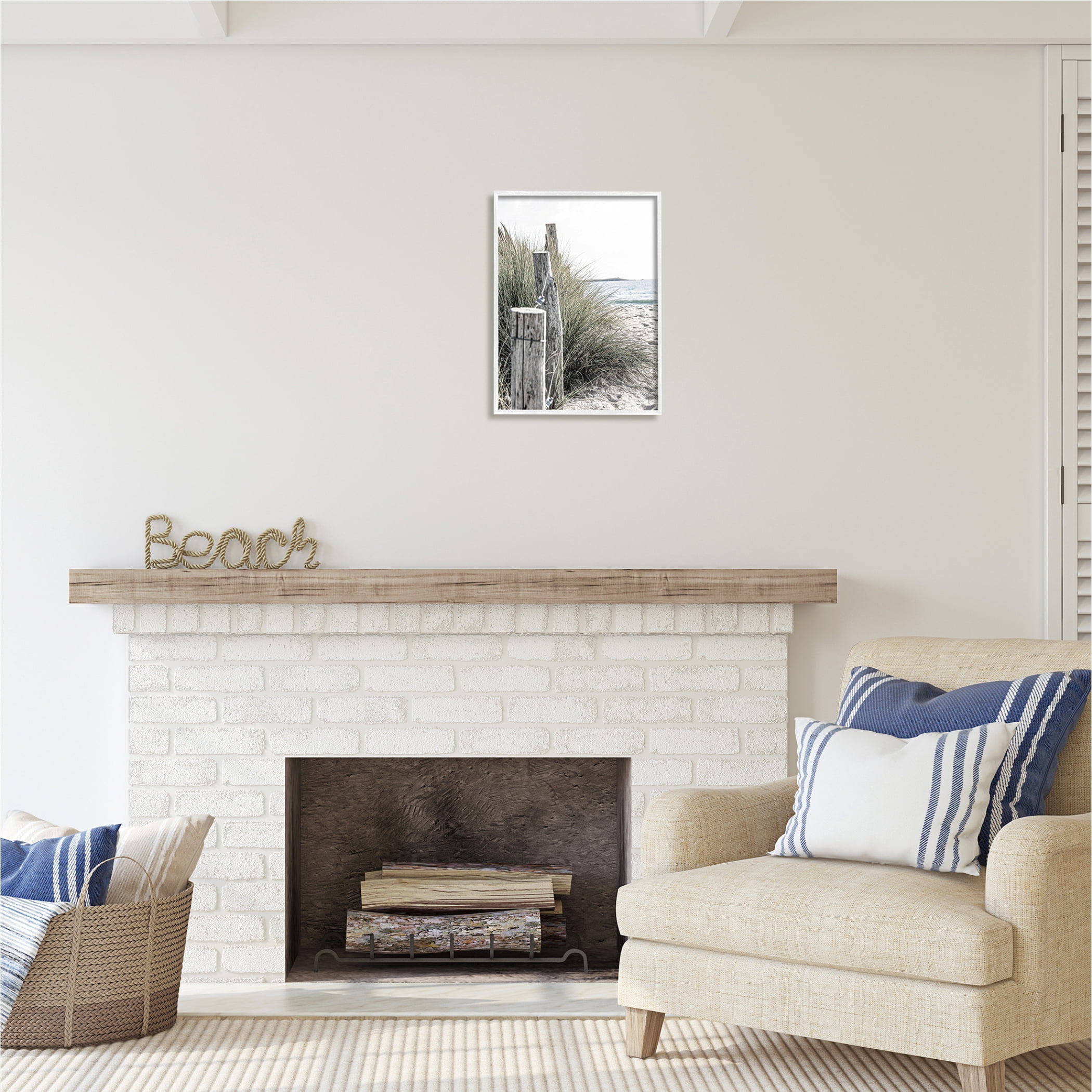 Stupell Industries Coastal Beach Landscape Nature Photography White Framed Art Print Wall Art, 16 x 20