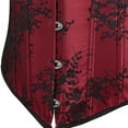 thumbnail image 4 of Grebrafan Corset Rockabilly Women Lace Off Shoulder Bustier Wine Red 2XL, 4 of 5