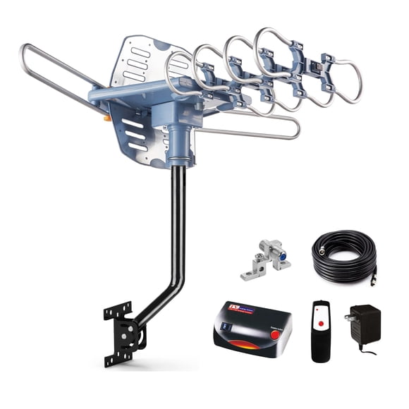 2026 Long Range Outdoor TV Antenna for Smart TV - Digital UHF VHF Free Local Channels, Ultra HD 4K 1080p ATSC 3.0 Antenna, Support 2 TVs, Complete Se