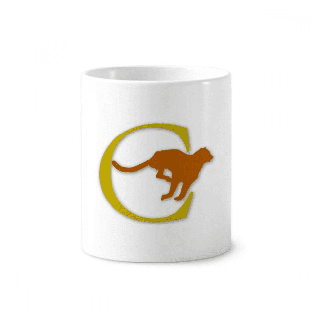 Leopard corriendo persiguiendo presas Cepillo de dientes titular de la pluma Mug de ceramica blanca taza 350ml