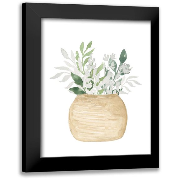 Price, Lucille 12x14 Black Modern Framed Museum Art Print Titled - Pot Of White Floral