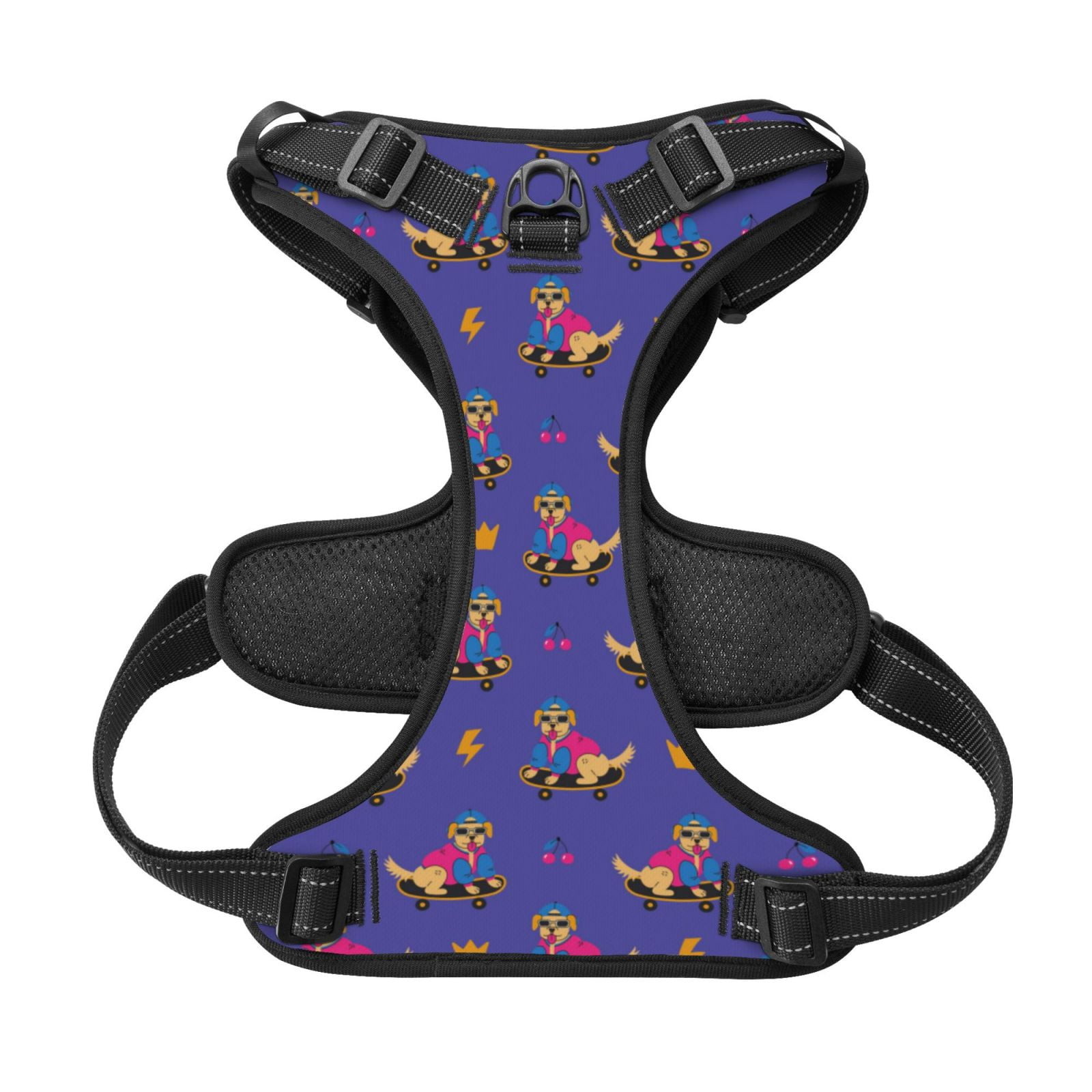Kdxio Labrador Retriever Dog Print No Pull Dog Harness Adjustable Reflective Oxford Easy Control Medium Large Dog Harness for Training and Everyday-Large