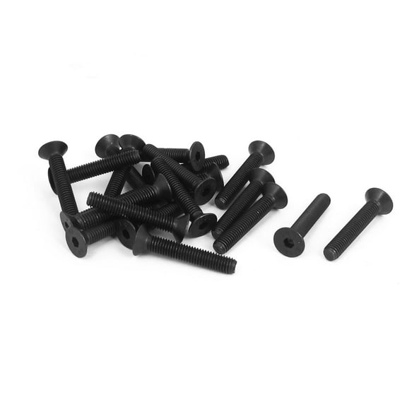 Uxcell M5 x 30mm Metric Hex Socket Alloy Steel Countersunk Flat Head Screw Bolts Black (20-pack)