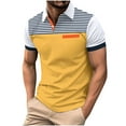 thumbnail image 2 of COSFO Men Polo Shirts Short Sleeve Striped Casual Collared Tops Slim with Pocket Button Pullover Shirts, 2 of 5