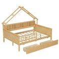 thumbnail image 6 of Wood Full Size House Platform Beds with LED, Storage Shelves, Drawers and Guardrail, Natural, 6 of 10