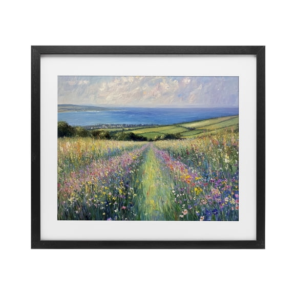 Stupell Industries Impressionist Wildflower Hills Black Framed Print Under Glass design by Petal Prints Design, 13 x 16
