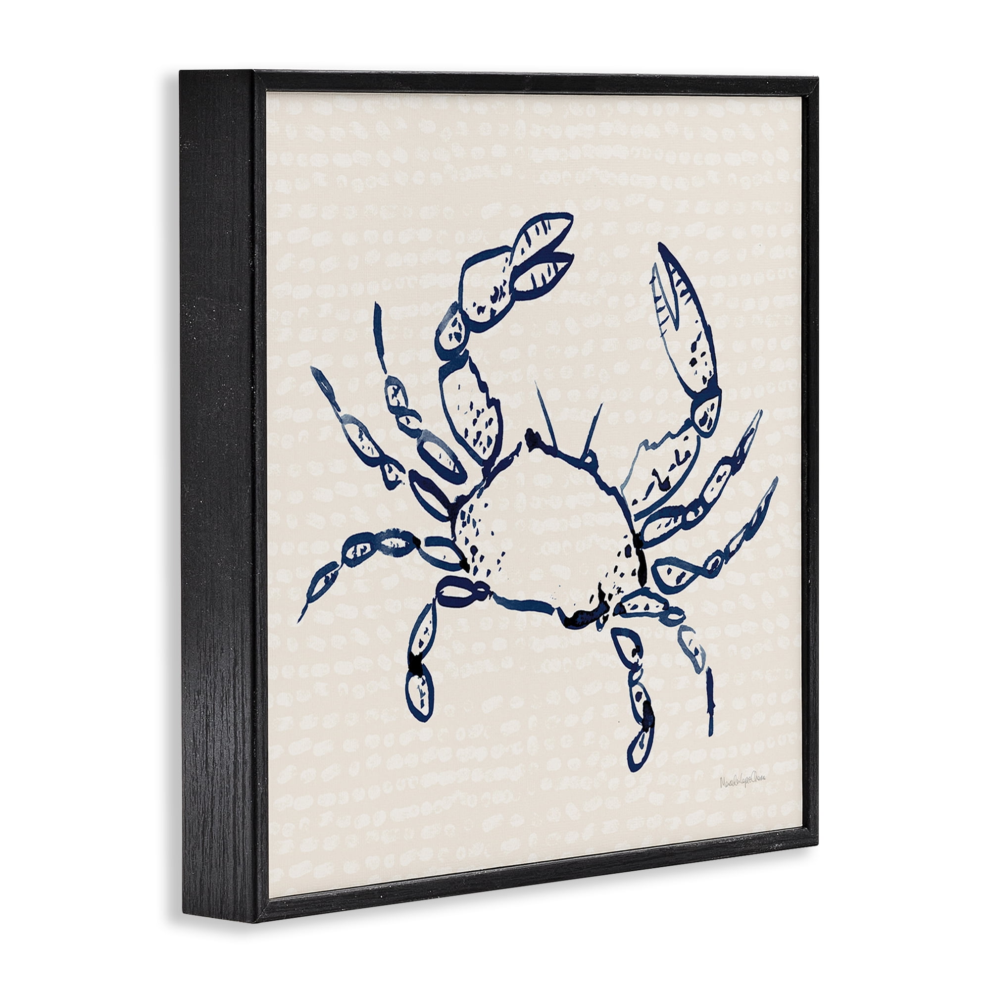 Stupell Industries Crab with Dotted Background Animals & Insects Painting Black Framed Art Print Wall Art, 24 x 24