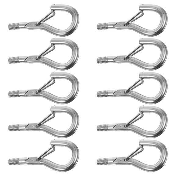 NICEXMAS 10pcs Large Heavy Duty Screw Hooks for Hanging Signs Outdoor String Lights in Silver Nickel Coated
