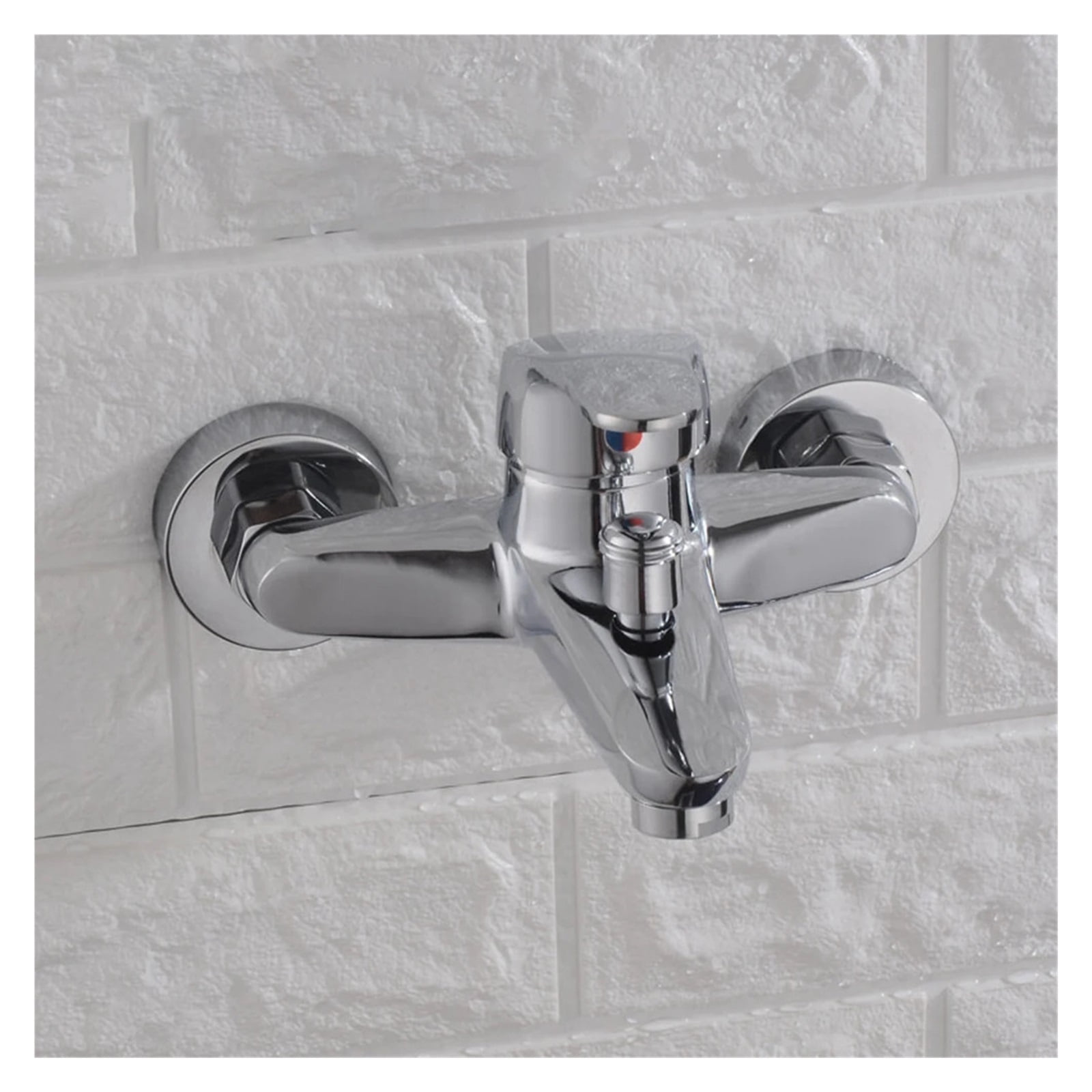 Bathtub Faucet Wall Mounted Hot Cold Water Faucet, Dual Spout Mixer Tap Zinc Alloy Bathroom Bathtub Water Mixer Taps Faucet