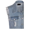 thumbnail image 4 of KOGMO Womens Loose Fit Trucker Distressed Denim Vest, 4 of 7