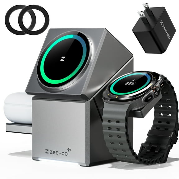 ZEEHOO 3 in 1 Charging Station for Samsung, Qi2 Certified,15W Fast charging, Rotating Wireless Charger Stand Compatible for Samsung Galaxy