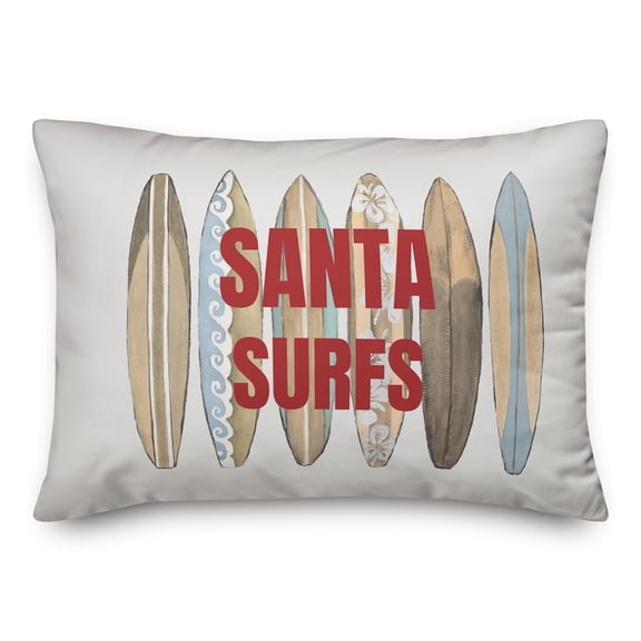 Creative Products Santa Surfs 20 x 14 Spun Poly Pillow