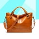 thumbnail image 4 of Bolso de mano vintage de lujo para mujer, de piel auténtica encerada, tipo bandolera (marrón claro), 4 of 6
