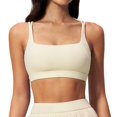 thumbnail image 3 of Racerback Athletic Sports Bra High Support Stretch Fit Top Gym Running Training Sports Bra Square Neck Bralette Supportive Unlined No Underwire Wireless Padded Yoga Workout Bra Tops Light Yellow Xl, 3 of 9