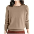 thumbnail image 2 of Yuanlong Womens Sweaters Versatile Plain Crewneck Long Sleeved Knitted Sweater Winter Layering Wear Based Pullover Tops, 2 of 8