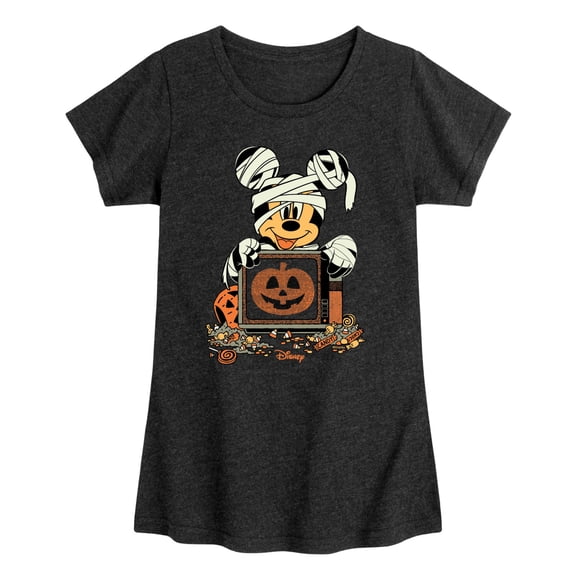 Disney - Halloween Mickey - Youth Girls Fitted Short Sleeve T-Shirt