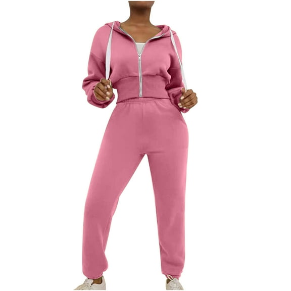 clear Usmixi Tracksuits Set for Women Sports Coat 2 Piece Outfit Set for Women Zipper Drawstring Hooded Sweatshirt Coat and Jogger Pant Lounge Sets Sweatsuits Set with Pocket Holiday