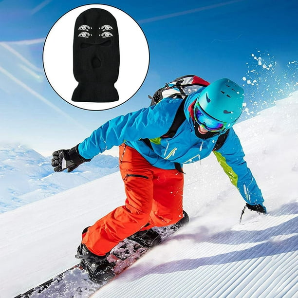 Masque facial de ski d'hiver 3 trois trous capuche balaclava beanie chapeau  noir