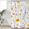 thumbnail image 2 of Botanical Wildflowers Shower Curtains for Bathroom Waterproof Fabric Bath Curtains Decor Bath Tub Curtain Spring Pastoral Flowers Decorative Shower Curtain Sets with 12 Hooks, 72x72 Inch, 2 of 6