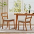 thumbnail image 2 of Costway Wooden Dining Chair Set of 2 Upholstered Seat & Breathable Slat Backrest, 2 of 9