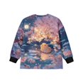 thumbnail image 5 of Xoenoiee Hamster Moon Cherry Blossom Print Girls Casual Long Sleeve T Shirt Crewneck with Side Split Fall Pullover Loose Tunic Sweater Tops, 9-10 Years, 5 of 7
