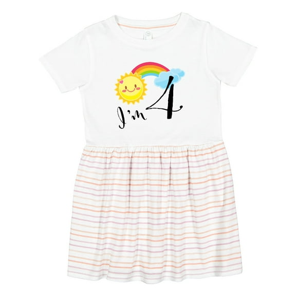 Inktastic I'm 4- Fourth Birthday Sun Rainbow Girls Toddler Dress