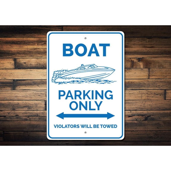 Boat Parking Novelty Decor, Metal Wall Sign - 10x14 Inches