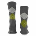 thumbnail image 2 of Burlington Men's Socks - King, Cotton, Diamond Pattern, Logo Emblem Dark Grey/Green 40-46, 2 of 4