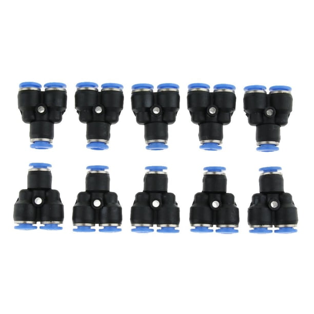 Conector Y neumático,Empuje para conectar el accesorio,Adaptador de conector de tubo de manguera de aire y agua,Conector neumático de 3 vías,Conector en T de inserción 2 piezas