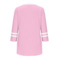 thumbnail image 5 of Olyvenn Womens Chemises à Manches 3/4 Été Tops Plissés Color Block Décontractés Col Rond Tenues de Mode Vêtements Rose m, 5 of 5