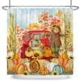 thumbnail image 3 of SUNOLIFE Fall Scarecrow Shower Curtain Autumn Pumpkins Thanksgiving Fabric Bathroom Curtain 72x72 in, 3 of 5