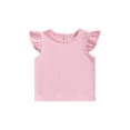 thumbnail image 1 of ZAXARRA Chemise pour Filles, Manches Volantes Col Rond Couleur Unie Fête de Rue Décontractée Printemps Été Hauts, 1 of 9
