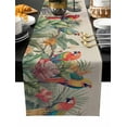 thumbnail image 2 of Summer Botanical Cotton Linen Table Runner 13 x 90 inch Rustic Tropical Plants Birds Non-slip Rectangular Dining Table Decor for Wedding Party Holiday Dinner, 2 of 8