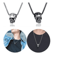 thumbnail image 1 of Collar Cadena Cráneo Calavera Santa Acero Inoxidable 2pcs Xtellar negro, 1 of 4