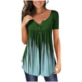 thumbnail image 2 of ICHUANYI Clearance Womens Summer Casual Tops V- Neck Hide Belly Short Sleeve T- Tunic Blouses(Green, L) ICHUANYI WER2023081505130, 2 of 7