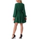 thumbnail image 3 of Vestidos de Otoño para Mujeres INSPIRE CHIC con Cuello Redondo, Manga Larga, Cintura con Cinta, Volantes, Mini, Estilo Skater, Talla XL, Verde Oscuro, 3 of 5