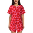 thumbnail image 1 of Balery Heart Conjunto de Pijama para Mujer con Estampado, Dos Piezas de Manga Corta y Shorts, Ropa de Dormir Suave con Cuello Redondo y Bolsillos-Small, 1 of 6