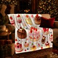 thumbnail image 3 of Whimsical Watercolor decorative motif Cakes Pattern, Festive Holiday Scene, Warm Flannel Blanket for Living Room and Family Room, Art Lovers Christmas Gift, Festive Home Decor, 3 of 9