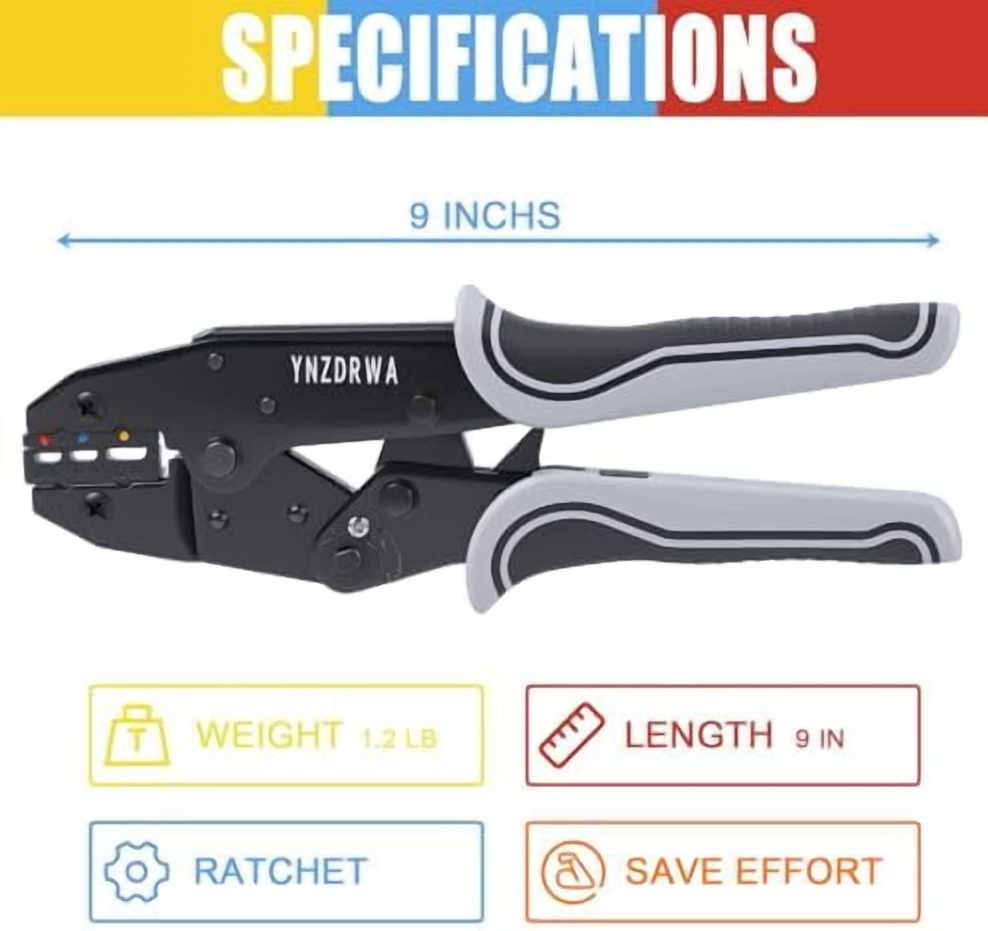 Crimping Tool for Heat Shrink Connectors, Upgraded Wire Crimper Tool, Ratcheting Wire Terminal Crimper - Crimping Pliers - Ratchet Terminal Crimper for 10 to 22 AWG Wire$$Tools & Hardware Other